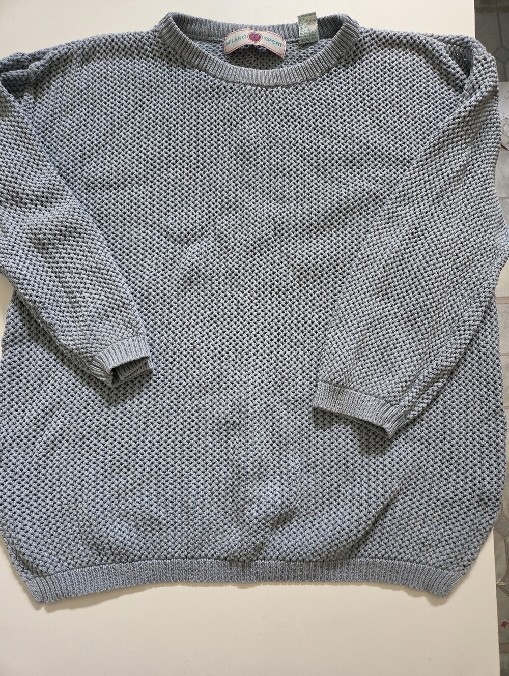 Vintage Milano Sport GrayTextured Crewneck Sweater